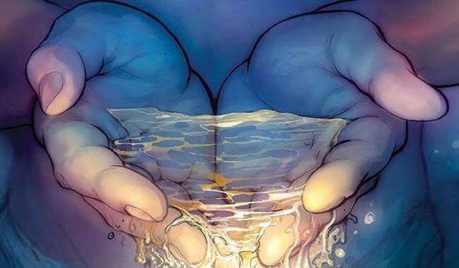 Agua en las manos